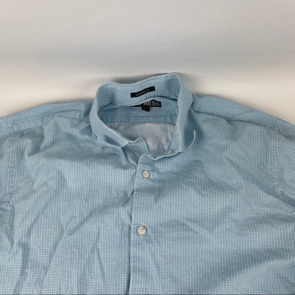 Express Button Up Shirt Mens XL 17-17.5 Modern Fit Blue - Picture 4 of 10